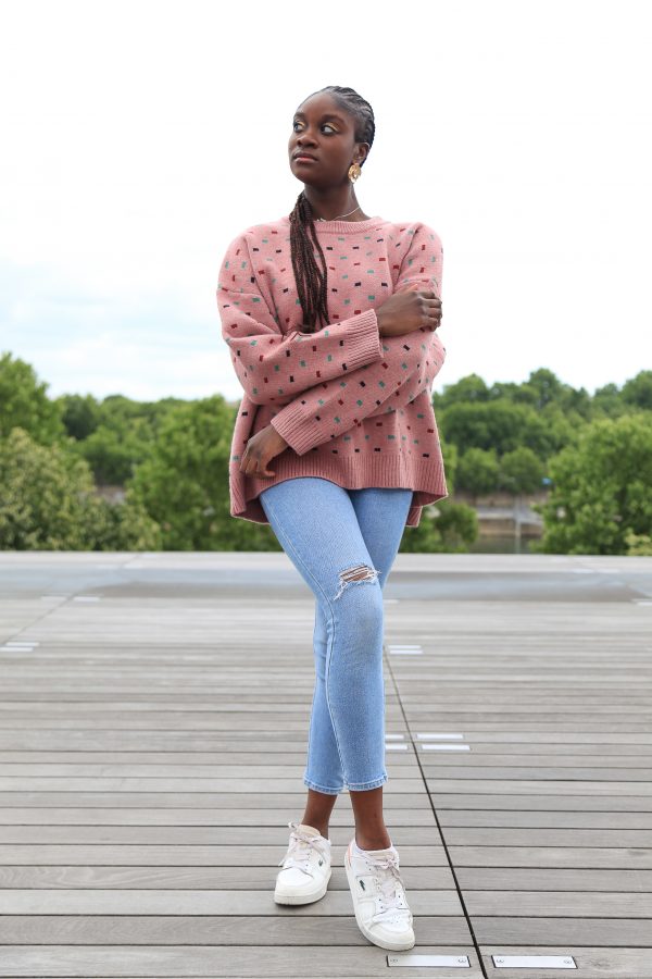 Rosa Oversized-Pullover mit buntem Muster - Image 3