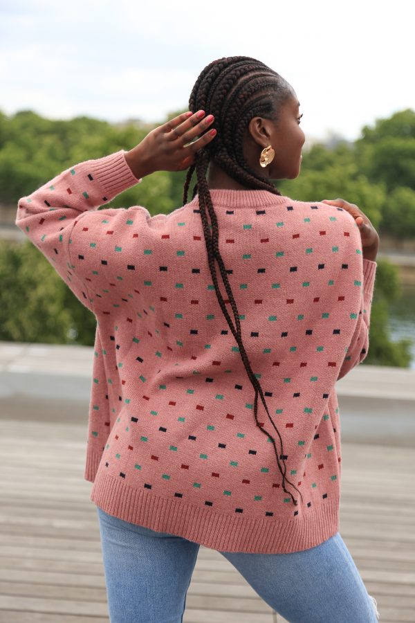 Rosa Oversized-Pullover mit buntem Muster - Image 2