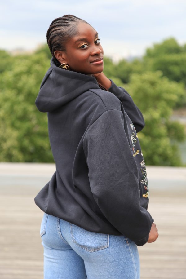 Hoodie "Classic Mouse" mit Glitzersteinen – Schwarz – Bild 2