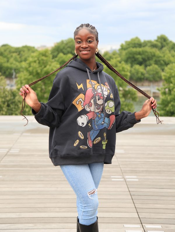 Schwarzer Super-Mario Hoodie mit Print – Bild 6