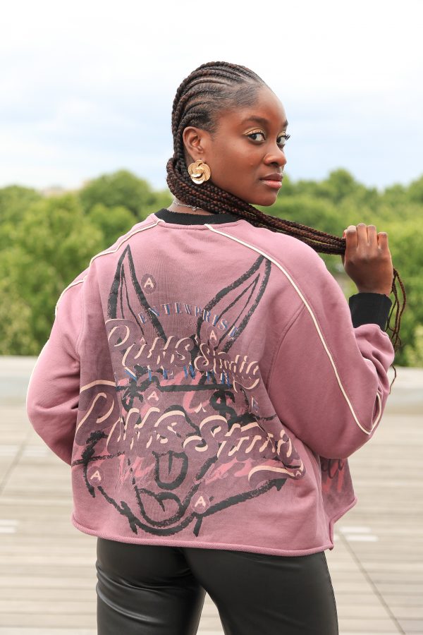 Lila Oversized-Sweater mit Cartoon-Print – Bild 4