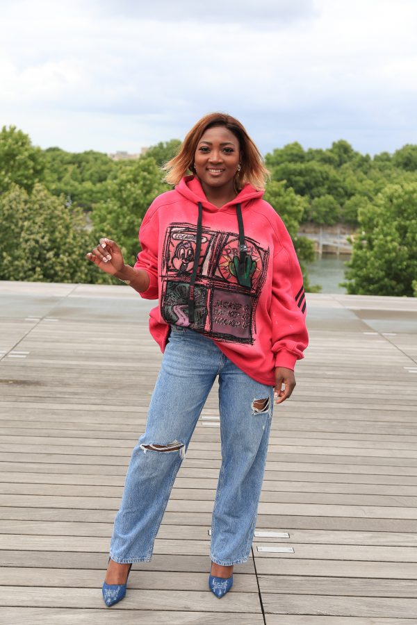 Oversized Hoodie mit grafischem Print in Pink – Bild 7