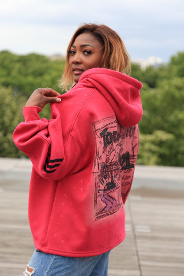 Oversized Hoodie mit grafischem Print in Pink – Bild 2