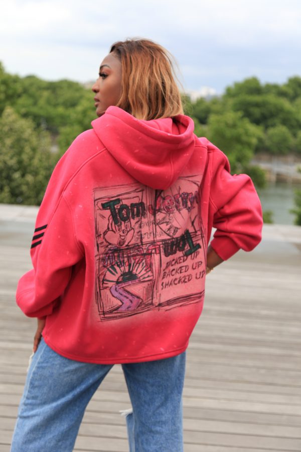 Oversized Hoodie mit grafischem Print in Pink – Bild 6