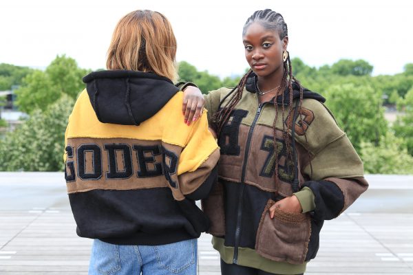 Oversized Patchwork-Jacke mit Kapuze – Gelb – Bild 5