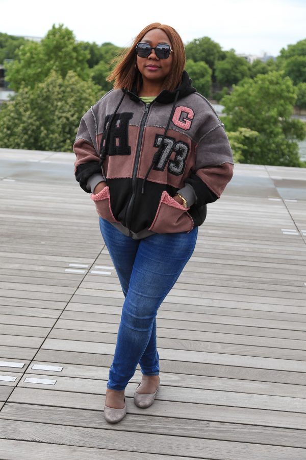 Oversized Patchwork-Jacke mit Kapuze – Altrosa – Bild 7
