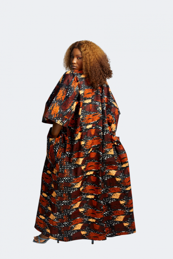 Kimono & Minirock Set in Orange-Braun-Schwarz – Bild 2