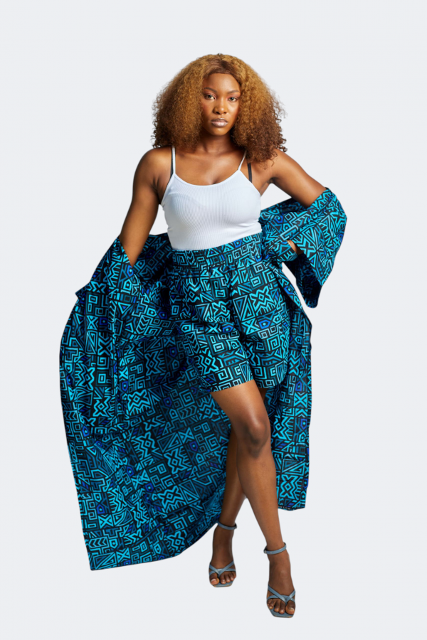 Kimono & Shorts Set in Türkis, Blau-Schwarz – Bild 3