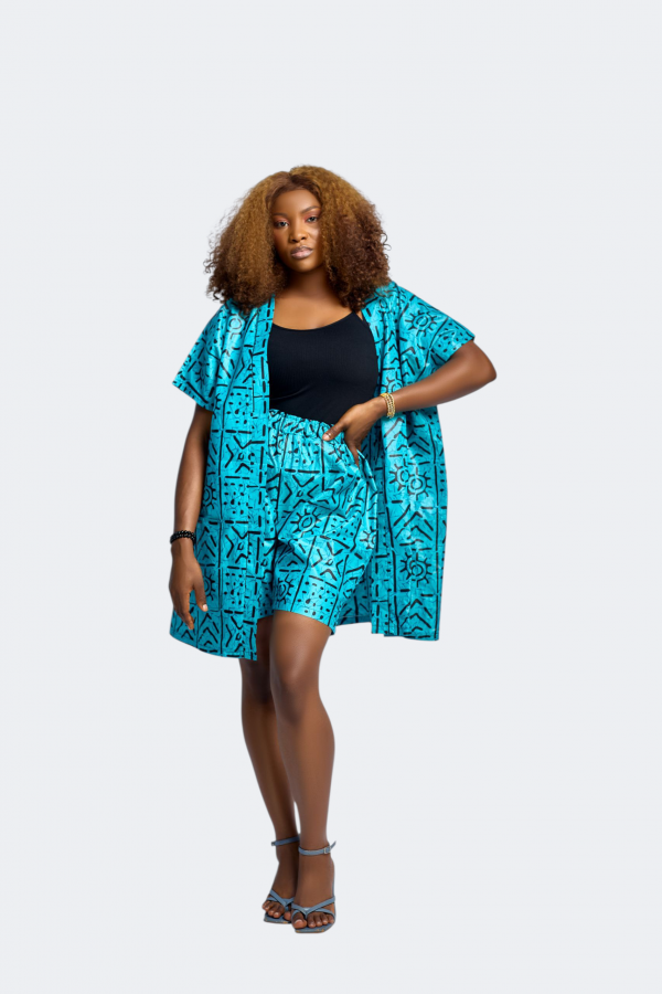 Zweiteiler-Set in Türkis – Kimono & Shorts - Image 3